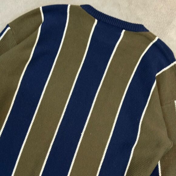 John Ashford VTG 90s Sweater Mens Large Green Blue Vertical Stripe Cotton Heavy - Picture 8 of 8
